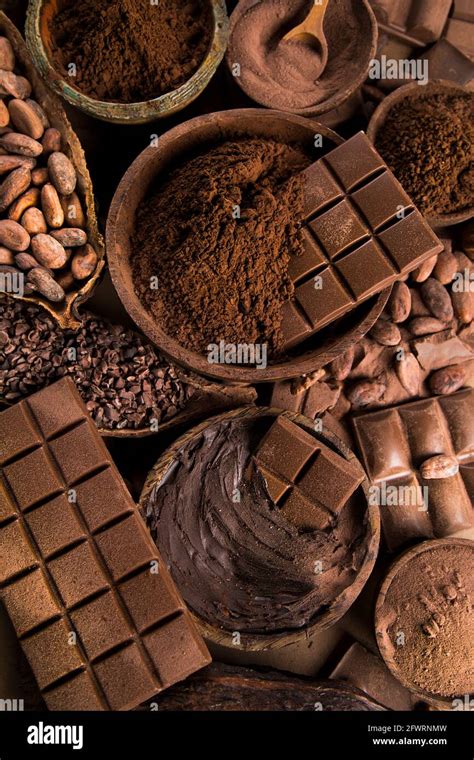 Chocolate Sweet Cocoa Pod And Food Dessert Background Stock Photo Alamy