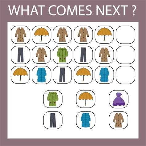 um eine logische Kette aus bunten Kleidungsstücken zu machen. welche