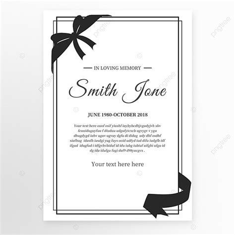 Black And White Simple Border Funeral Invitation Template Download on ...