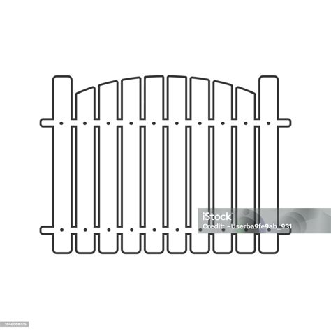 Wooden Fence Line Icon Garden Barrier Fencing Courtyard Editable Stroke