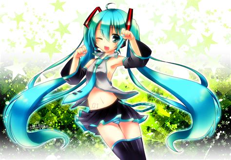 Aqua Hair Green Eyes Hatsune Miku Headphones Long Hair Mikoko Mg2