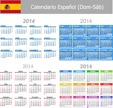 Calendarios Del 2014 En Español Vector Vector Clipart