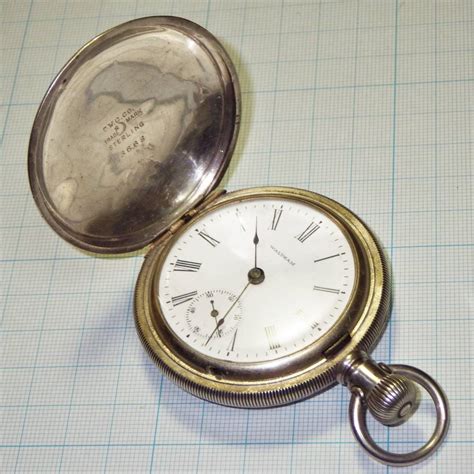 やや傷や汚れあり 稼働品 銀無垢 懐中時計 ウォルサム American Waltham Watch Co STERLING刻印 約