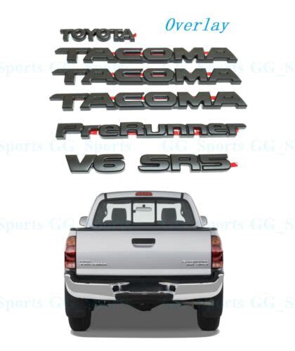 7PCS Kit Overlay Emblem Matte Black Tacoma Prerunner V6 SR5 Toyota