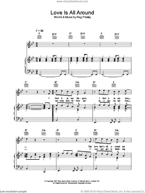 Love Is All Around Sheet Music For Voice Piano Or Guitar V2