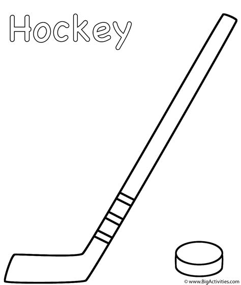 Hockey Stick with Puck - Coloring Page (Sports)