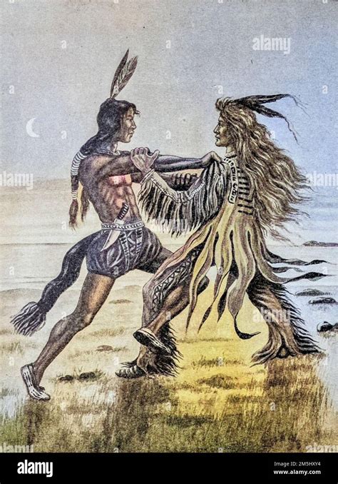 Hiawatha Wrestles With Mondamin Illustrated By Ella Booher From The