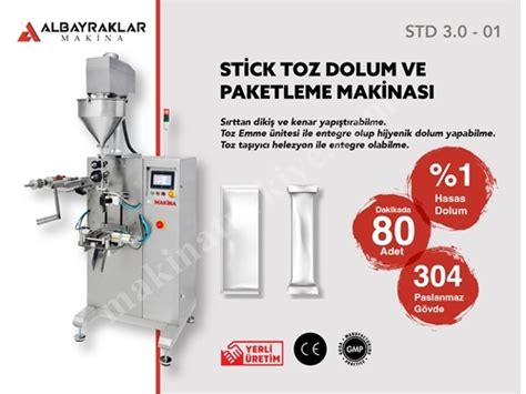 Paslanmaz Stick Toz Dolum Ve Paketleme Makinesi Almakina Std