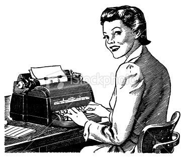 Woman Typing On Typewriter At Desk Retro Typewriter Art Guys And Dolls