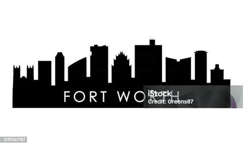 Fort Worth Skyline Silhouette Black Fort Worth City Design Isolated On