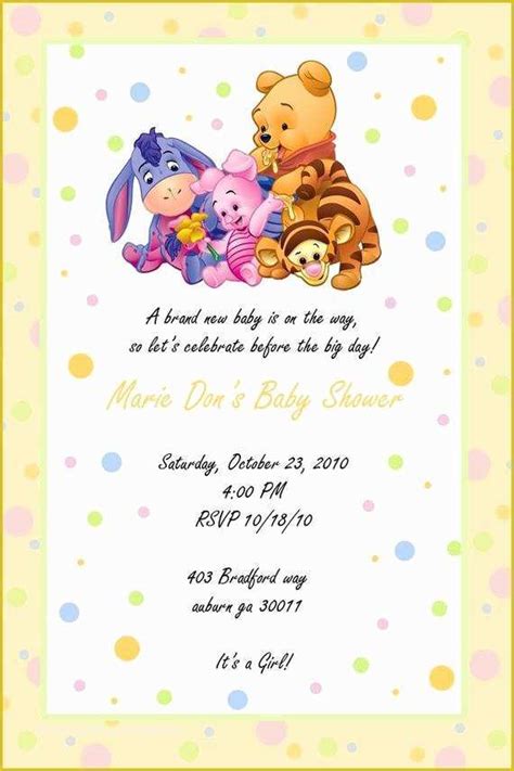 Winnie The Pooh Baby Shower Invitations Templates Free Of Custom Baby