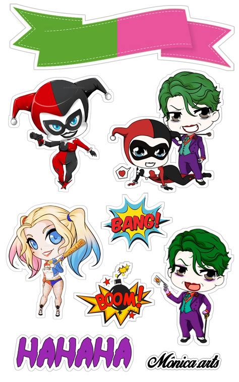 Topper De Bolo Arlequina E Coringa Arlequina E Coringa Desenho