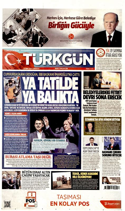 Türkgün Gazetesi Türkgün Manşet Oku Haberler 30 Mart 2024