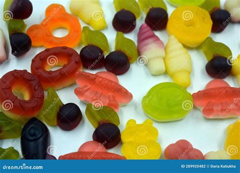 Bright, Juicy and Unusual Jelly, Gummies, Sweets of Different Shapes and Sizes Stock Photo ...