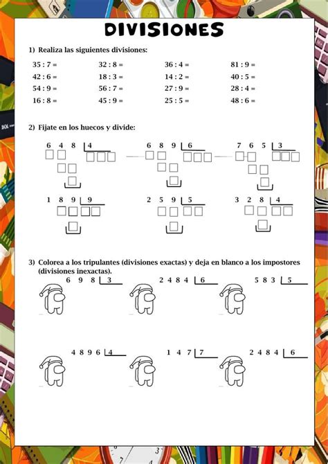 Divisiones Por Una Cifra Ejercicios De Divisiones Ejercicios De