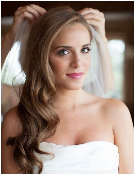 Side Swept Wedding Hairstyles For Long Hair With Veil