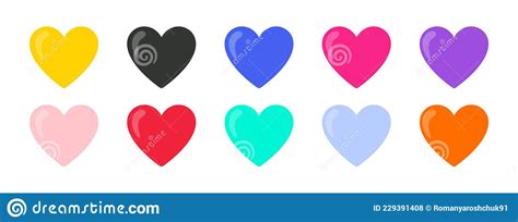 Heart Icons Hearts Of Different Colors Vector Hearts Set Stock Vector