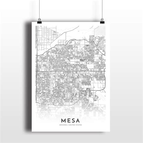 Mesa Map Mesa Arizona City Map Print Map Poster Map Etsy