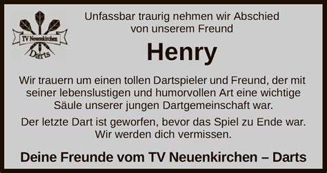 Traueranzeigen Von Henry Trauer Kreiszeitung De