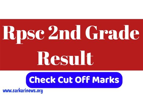 Rpsc 2nd Grade Result 2023 Check Result Cutoff Marks Merit List