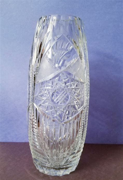 Cut Crystal Vase Barrel Vase Hobstars Stripes Lead Crystal 10 Etsy