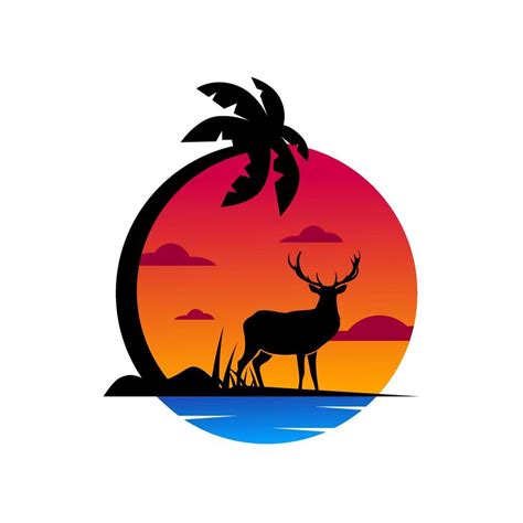 Deer Buck Stag Silhouette Sunset Logo Design 6113552 Vector Art At Vecteezy