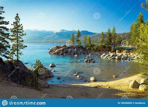 Sand Harbor Lake Tahoe Sunset Stock Image Image Of Clear Iconic 185260003