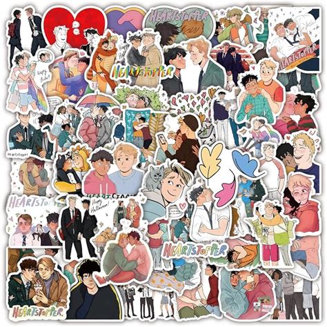 50 Pieces Heartstopper Stickers Vinyl Waterproof Stickers For Diy