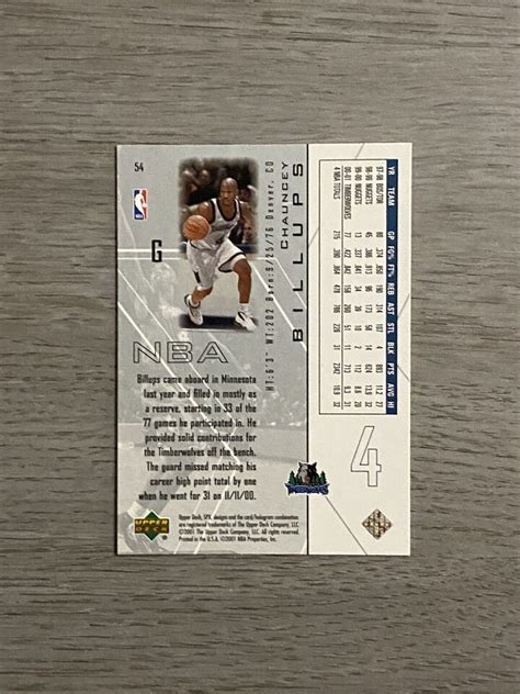 2001 02 NBA Upper Deck SPx Chauncey Billups 54 Minneota