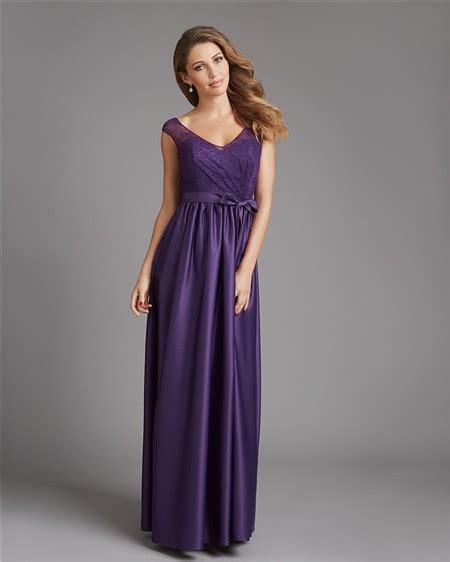 A Line V Neck Cap Sleeve Low Back Long Purple Satin Lace Bridesmaid