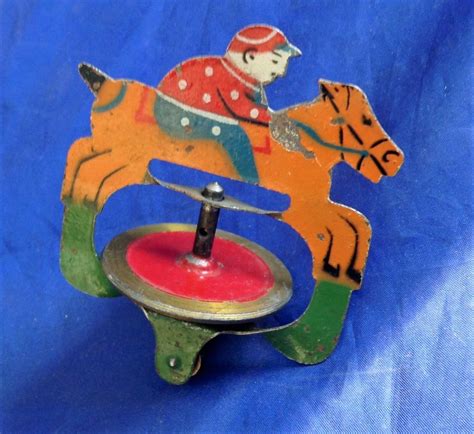 Vintage Metal Monorail Gyro Top Jockey Gyroscope Toy Made In Japan Nr