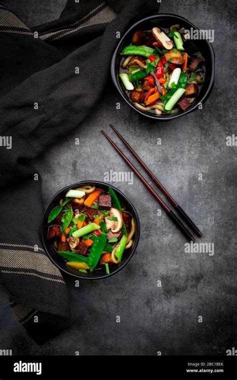 Two Bowls Japanese Miso Soup Sugar Peas Hi Res Stock Photography And