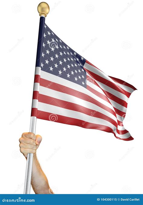 Hand Holding The Flag Of The United States Of America Isolated On A