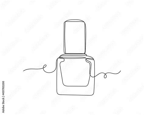 Continuous One Line Drawing Of Nail Polish Bottle Icon In Silhouette On