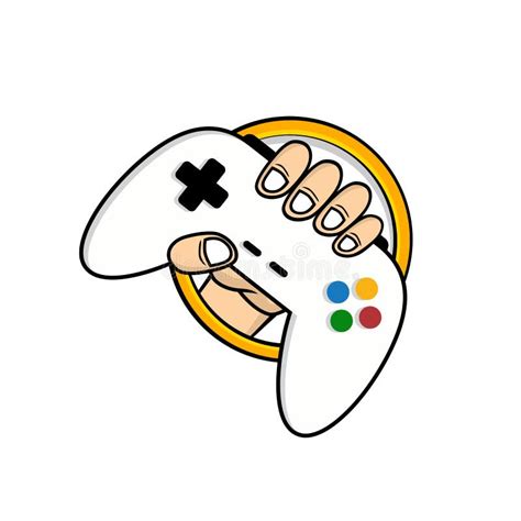 Man Holding Game Console Joystick Controller Logo Brand Stock