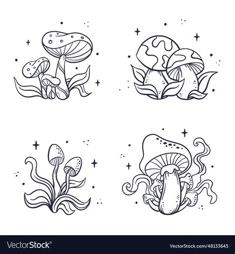 Hand Drawn Mushroom Outline Royalty Free Vector Image