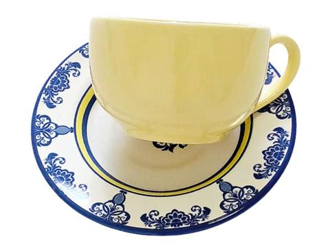 Jogo Xicaras De Cha E Pires Porcelana 250ml Xicaras Café Amarelo