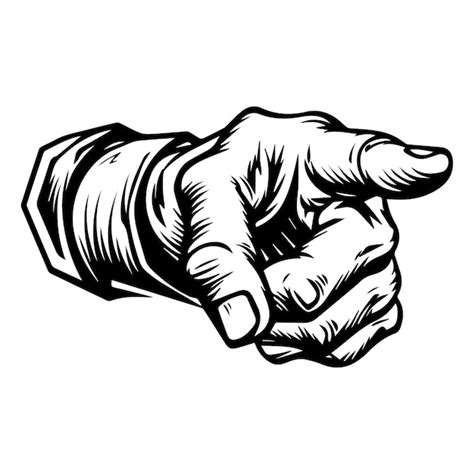 Premium Vector Hand Pointing Finger At Viewer Woodcut Print Style Vector