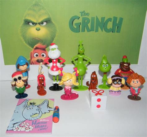 Dr Seuss The Grinch Movie Figure Set Of 14 W 12 Figures Fun Book And