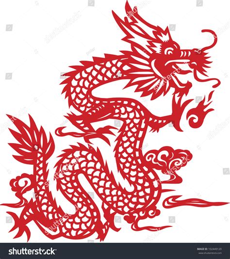 Traditional Chinese Dragon Papercut Art Stock Vector 102449120