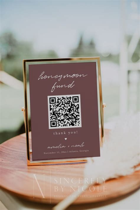 Honeymoon Fund Qr Code Sign Wedding Qr Code Sign Printable Venmo Qr