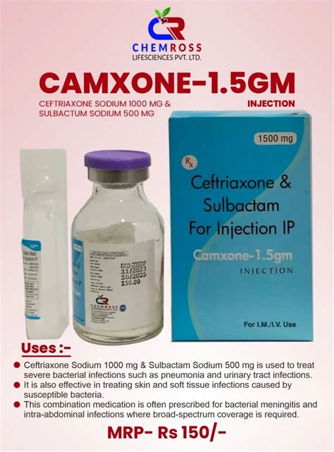 Camxone S Inj Ceftriaxone And Sulbactam For Injection Prescription