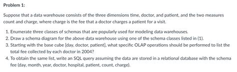 Solved Suppose That A Data Warehouse Consists Of The Three Chegg