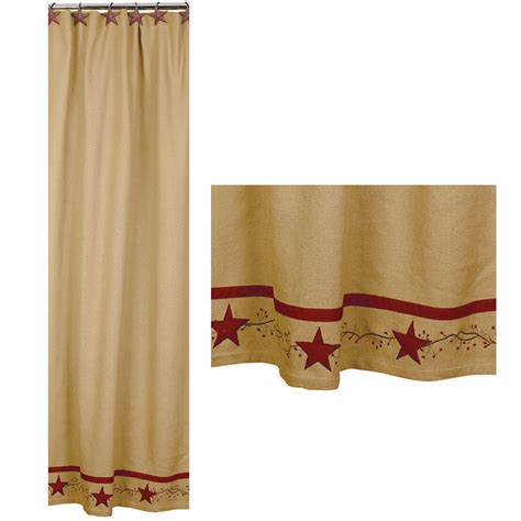 Primitive Star Vine Cotton Burlap Country Shower Curtain Ebay