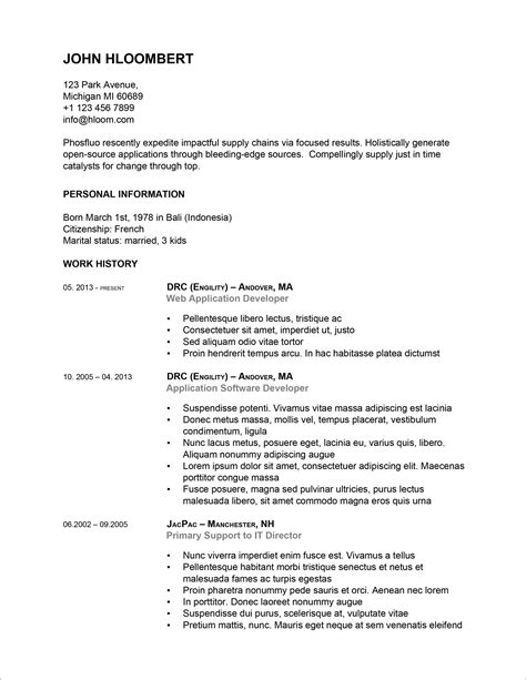 Free Modern Resume Cv Templates Minimalist Simple Clean Design