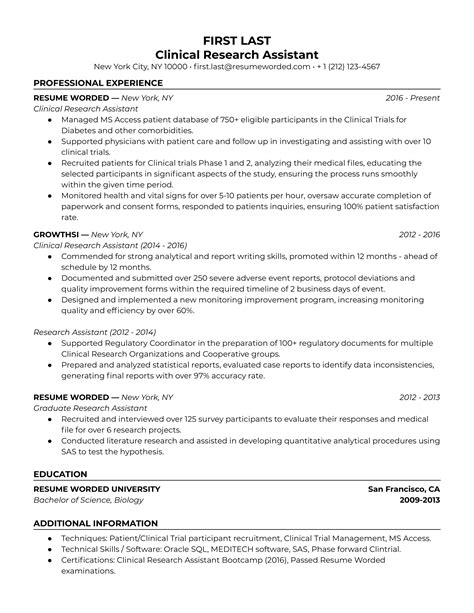 10 Clinical Research Resume Examples For 2024 Resume Worded