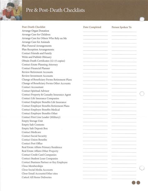 Free Printable Funeral Planning Checklist