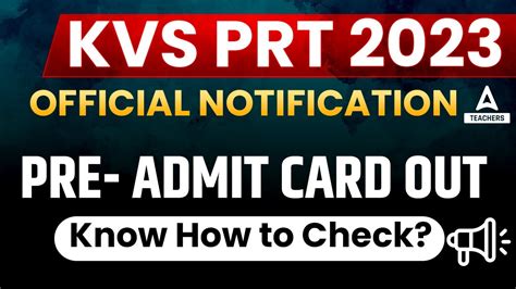 Kvs Prt 2023 Official Notification Pre Admit Card Out Know How To