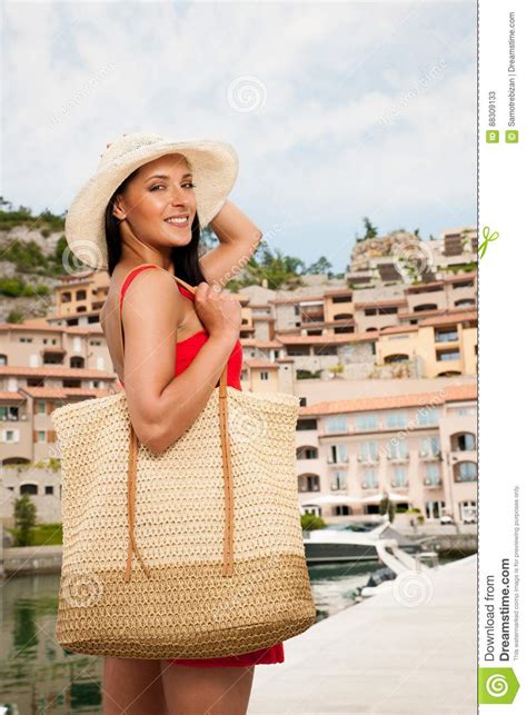 Wman Walks A City On The Beach On Hot Summer Day Un Beautiful Re Stock Image Image Of Europe
