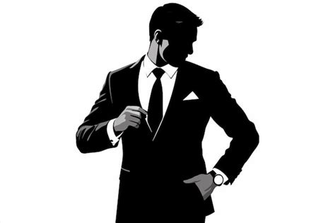 A Black And White Photo Of A Man Wearing A Suit And Tie Premium Ai Generated Vector